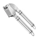 Stainless steel garlic press, durable kitchen tool for mincing garlic easily with comfortable handles. - Garlic Press (Color Box)