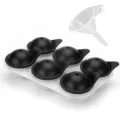 Silicone ice ball mold, 6-grid round ice cube tray with funnel for whiskey, black and clear. - 6-Grid Ice Ball (With Funnel)