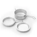 Portable camping aluminum cookware set with folding handles, ideal for outdoor cooking, hiking. - Three-Piece Set / Pure Aluminum