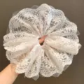 White lace mesh large scrunchie, elegant floral hair accessory for women girls spring daily wear. - D Style-Lace Scrunchie