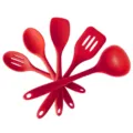 5-piece red silicone kitchen utensils set non-stick cookware spatula ladle cooking tools - Red 5-Piece Set