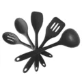 Silicone kitchen utensil set, black heat-resistant cooking spatula and spoon variant. - Black 5-Piece Set