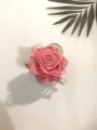 Silk rose flower hair claw clip detail close-up, elegant pink hair accessory for women styling. - Deep Pink
