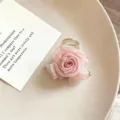 Elegant pink organza rose flower hair claw clip, chic hair styling accessory for women. - Light Pink