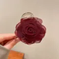 Chiffon rose flower hair claw clip, elegant burgundy half-up hair accessory for women. - Wine Red