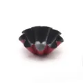 Red fluted tart mold baking cup, non-stick metal muffin pan for mini cakes and pastries. - Red & Black