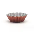 Small corrugated round egg tart mold, copper and silver metal baking tool for home use. - Silver Bronze