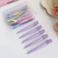 Set di mollette per capelli viola senza segni con scatola trasparente per styling. - 5 Pezzi/Confezione / Viola
