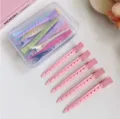 Set di mollette per capelli a becco d'anatra in metallo colorato con scatola trasparente. - 5 Pezzi/Confezione / Rosa