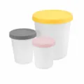 3-piece set ice cream cups with silicone lids, multi-size plastic storage buckets for home. - Three-Piece Set