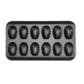 12-cavity non-stick madeleine baking pan, carbon steel shell mold for kitchen cookies. - 12-Cavity Shell Pan / Black