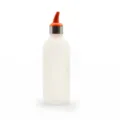 Squeeze condiment bottle with orange nozzle and metal collar for kitchen and BBQ sauce. - Narrow Mouth / Orange