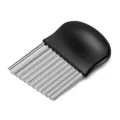 Stainless steel potato crinkle cutter with black handle for kitchen vegetable slicing tool. - Potato Crinkle Cutter (PP Bag Packed)