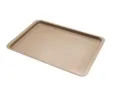 Carbon steel non-stick rectangular baking pan in champagne gold, shallow cookie sheet tray. - Gold