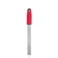 Stainless steel cheese grater with red handle, multi-functional zester for lemon and chocolate. - Red