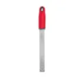 Stainless steel cheese grater with ergonomic red handle for lemon zesting and chocolate grating tool - Red