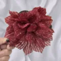 Pince à cheveux élégante en tissu rouge rose, grande pince fleurie en filet pour femmes. - 13cm / Bordeaux