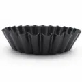Black fluted egg tart mold, large round nonstick baking pan for homemade sweet pastries. - Large Round Mold / Black
