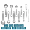Edelstahl Messlöffel Set 11 Stk. Backen Kochen Küchenhelfer Messlöffel mit Schneebesen. - 11-teiliges Set