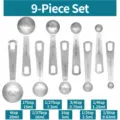 Edelstahl Messlöffel Set 9 Stueck fuer Backen Kueche Haushaltswerkzeuge Messbecher - 9-Teiliges Messlöffel-Set