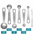 Edelstahl Messlöffel Set, 7-teiliges Küchen Backwerkzeug mit Abstreichlineal. - 7-Teiliges Set mit Abstreicher