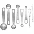 Stainless steel measuring spoons set 8 pieces baking and kitchen cooking tools set - 8-Piece Set with Whisk and Leveler