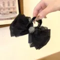 Pince à cheveux nœud papillon en tulle noir détail brillant accessoire coiffure élégant - 8cm / Noir