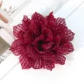 Grande fleur en tissu bordeaux scintillant pince à cheveux accessoire déco DIY. - Accessoire de Tête de Fleur / Rouge