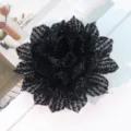 Black glitter flower hair clip accessory, stylish DIY hair jewelry fabric decoration part. - Flower Head Accessory / Black