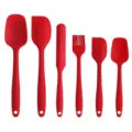 6-piece silicone cream spatula set, red kitchen baking tools for cake and dessert making. - 6-Piece Set (Color Box)