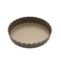 Ronde antiaanbak bakvorm met gegolfde randen, ideaal voor het bereiden van taarten en quiches. - 5.5-Inch Ronde Taartvorm met Uitneembare Bodem (Goud)
