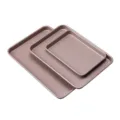 Backblech Set aus Kohlenstoffstahl, rechteckige Backform für Kekse und Kuchen, rosa-braun. - 15 Zoll / Aprikosenrosa