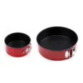 Red Non-Stick Springform Cake Pan Set with Removable Bottom for Kitchen Baking Tools. - Red 2-Piece Set (4/7 Inch)