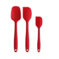 Red silicone spatula set, seamless baking scraper for cake and kitchen, heat resistant tools. - 3-Piece Set (Color Box)