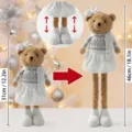 Cute telescopic teddy bear doll with sequin sweater and skirt, perfect Christmas decoration. - White Bowtie - Telescopic (ML-Q1664B)