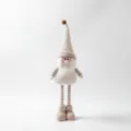 Christmas gnome plush doll with knit hat telescopic legs holiday floor standing decoration - Santa Claus / Khaki