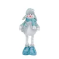 Christmas plush snowman toy with blue knitted hat and telescopic legs holiday decor - Retractable Snowman (ML-Q714B)