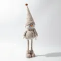 Khaki Christmas knitted snowman doll decoration with long legs and striped scarf for home. - Snowman / Khaki