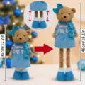 Christmas telescopic teddy bear plush doll with sequin sweater and bow, variant style. - Blue Bowtie - Telescopic (ML-Q1666B)