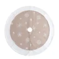 Christmas tree skirt linen white edge snowflake pattern holiday party home decor round mat - ML-O1503 Style / 24 Inch