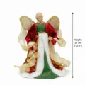 Christmas tree topper angel figurine with green dress and gold wings, 31cm festive decor. - Small Size (ML-P883)