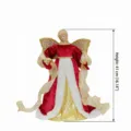 Christmas Tree Topper Angel Decoration Red Gold Fabric Figurine 41cm Festive Ornament - Large Size (ML-P884)