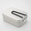 Fiambrera de aluminio para camping al aire libre con asa negra plegable, bento portátil ligero. - Anodizado Regular (En Caja) / 1400ml