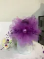 Pince à cheveux fleur en filet violet avec glands de perles, bel accessoire pour femmes - 13cm / Violet