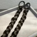 Black braided hair extension detail view, synthetic hair ponytail piece for traditional Chinese style. - Single Braid / Black