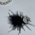 Elegant black feather hair clip with rhinestone swan detail, perfect for stylish daily wear. - Little Swan Duckbill Clip Single Piece
