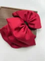 Pince à cheveux grand nœud en satin rouge élégante barrette queue de cheval accessoire - Rouge
