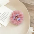 Pince a cheveux fleur en organza rose accessoire de coiffure elegant pour les femmes. - Pince à Cheveux Hortensia Fleur Unique(A487) / Rose foncé