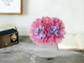 Large pink flower hair claw clip with purple details and pearls for elegant hairstyles daily wear. - Hydrangea Double Flower Hair Claw(A489) / Deep Pink