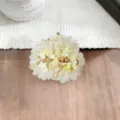 Chiffon flower hair grab clip with pearl bead tassels, elegant hair claw for women styling. - Hydrangea Beaded Double Flower Hair Claw(A490) / Off White